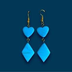 Baby Blue Marbled Polymer Clay Dangle Earrings